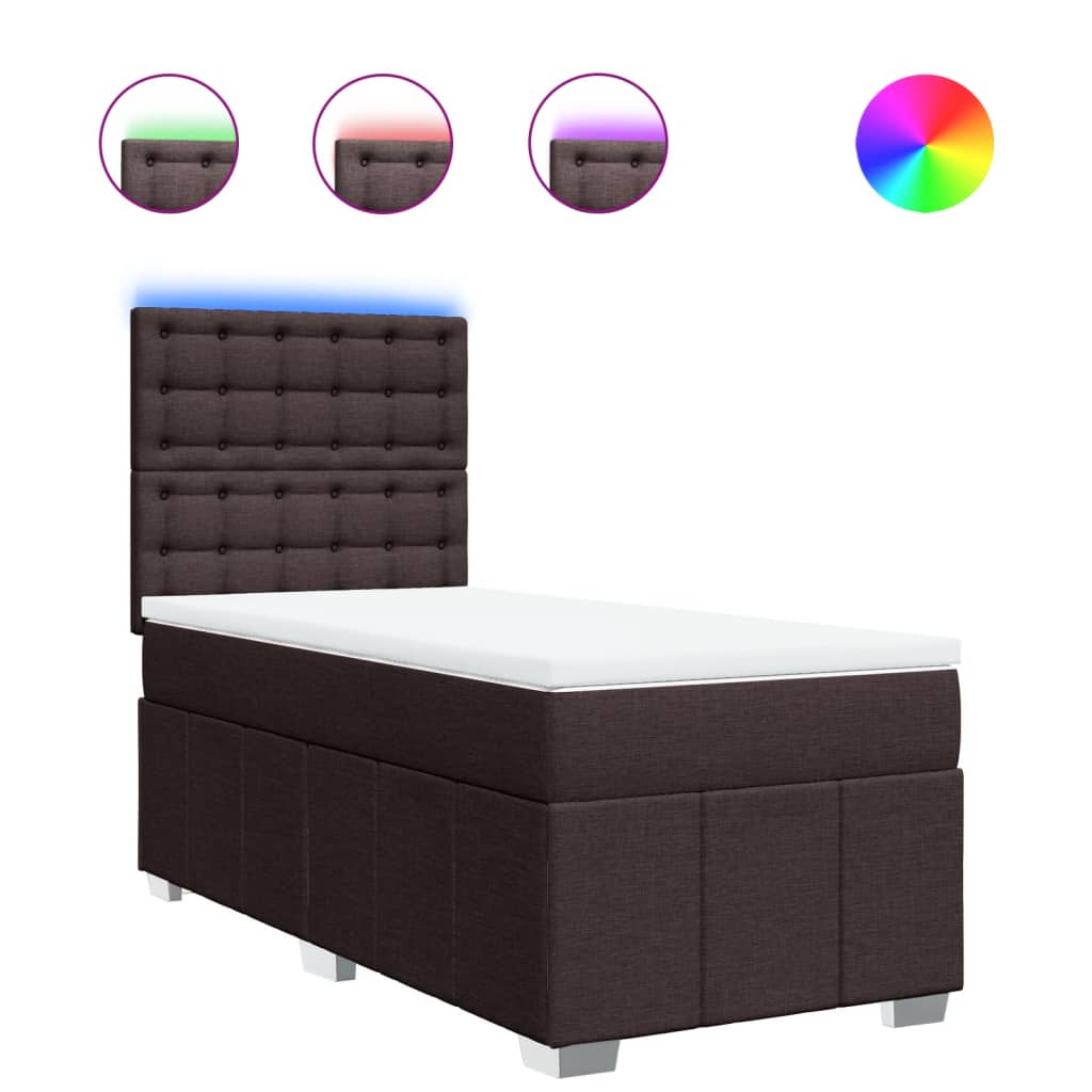 Box Spring Postel S Matrací Tmavě Hnědá 100 X 200 Cm Textil
