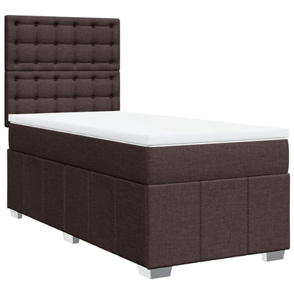 Box Spring Postel S Matrací Tmavě Hnědá 100 X 200 Cm Textil