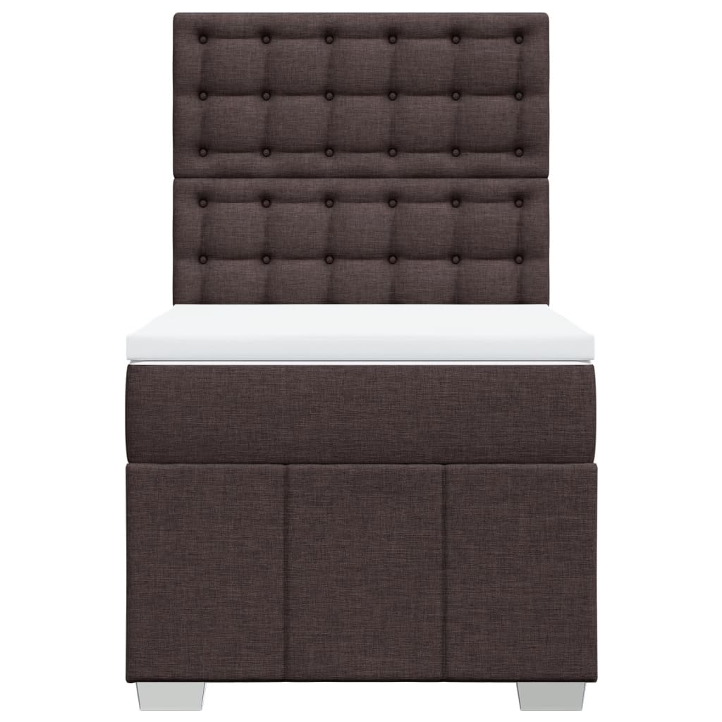 Box Spring Postel S Matrací Tmavě Hnědá 100 X 200 Cm Textil