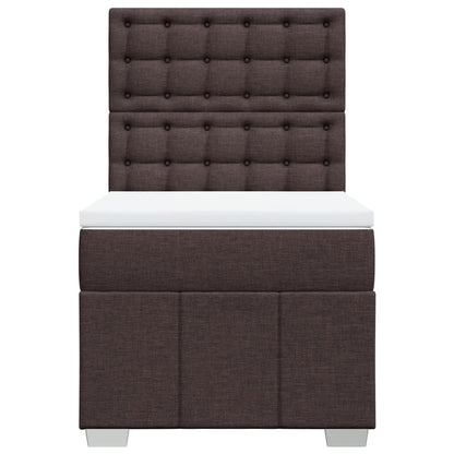 Box Spring Postel S Matrací Tmavě Hnědá 100 X 200 Cm Textil