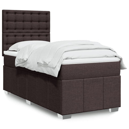 Box Spring Postel S Matrací Tmavě Hnědá 100 X 200 Cm Textil