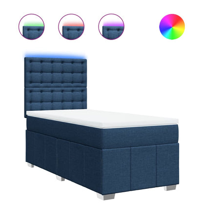 Box Spring Postel S Matrací Modrá 100 X 200 Cm Textil