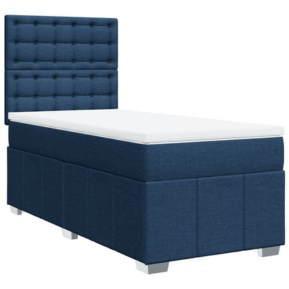 Box Spring Postel S Matrací Modrá 100 X 200 Cm Textil