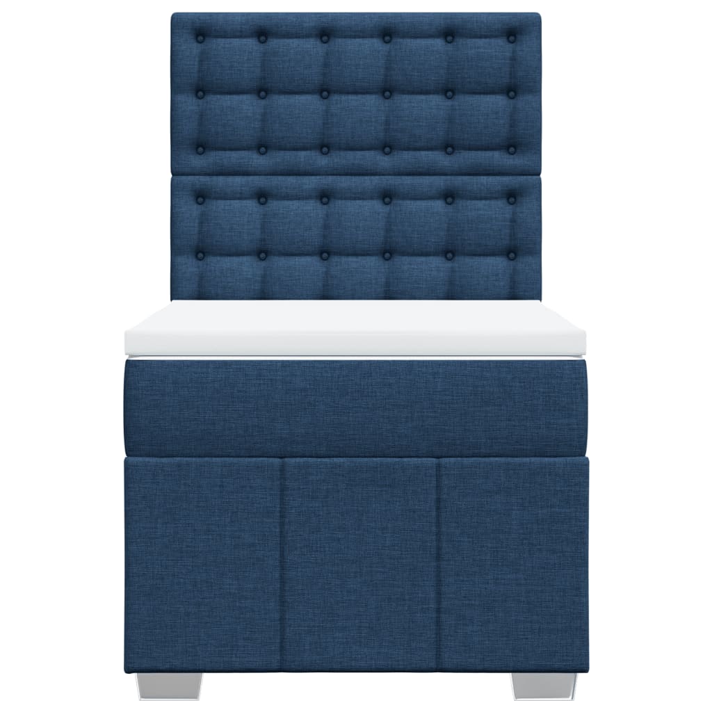 Box Spring Postel S Matrací Modrá 100 X 200 Cm Textil