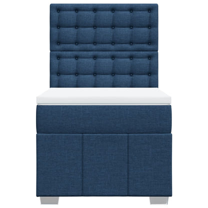 Box Spring Postel S Matrací Modrá 100 X 200 Cm Textil