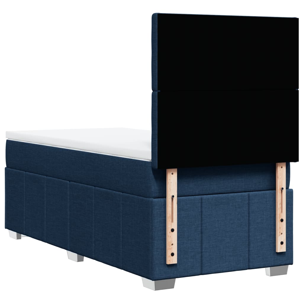 Box Spring Postel S Matrací Modrá 100 X 200 Cm Textil