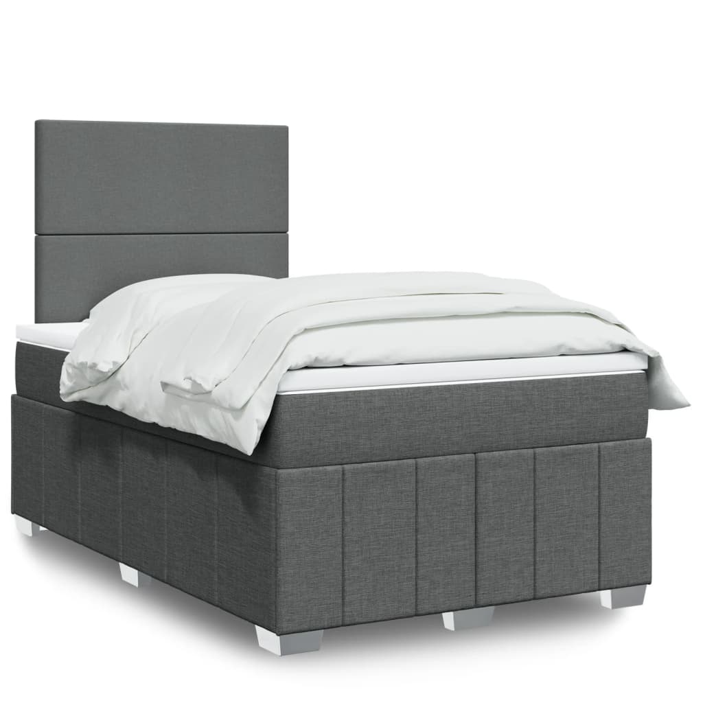 Box Spring Postel S Matrací Tmavě Šedá 120X190 Cm Textil