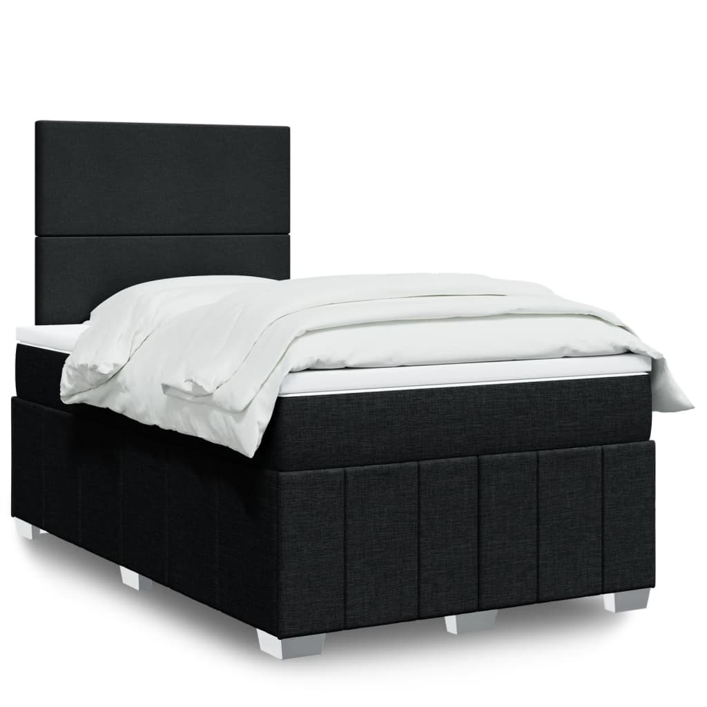 Box Spring Postel S Matrací Černá Textil Černá