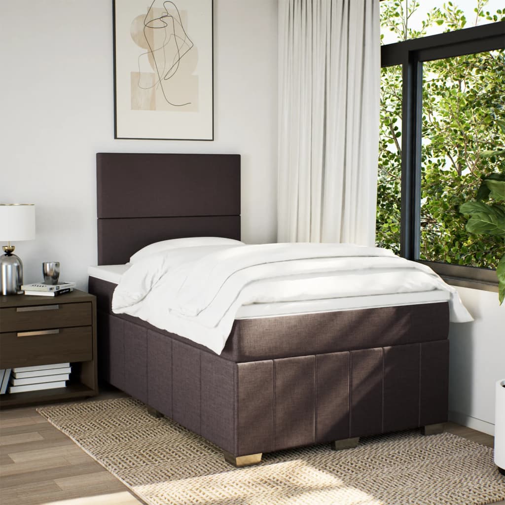Box Spring Postel S Matrací Tmavě Hnědá 120X190 Cm Textil