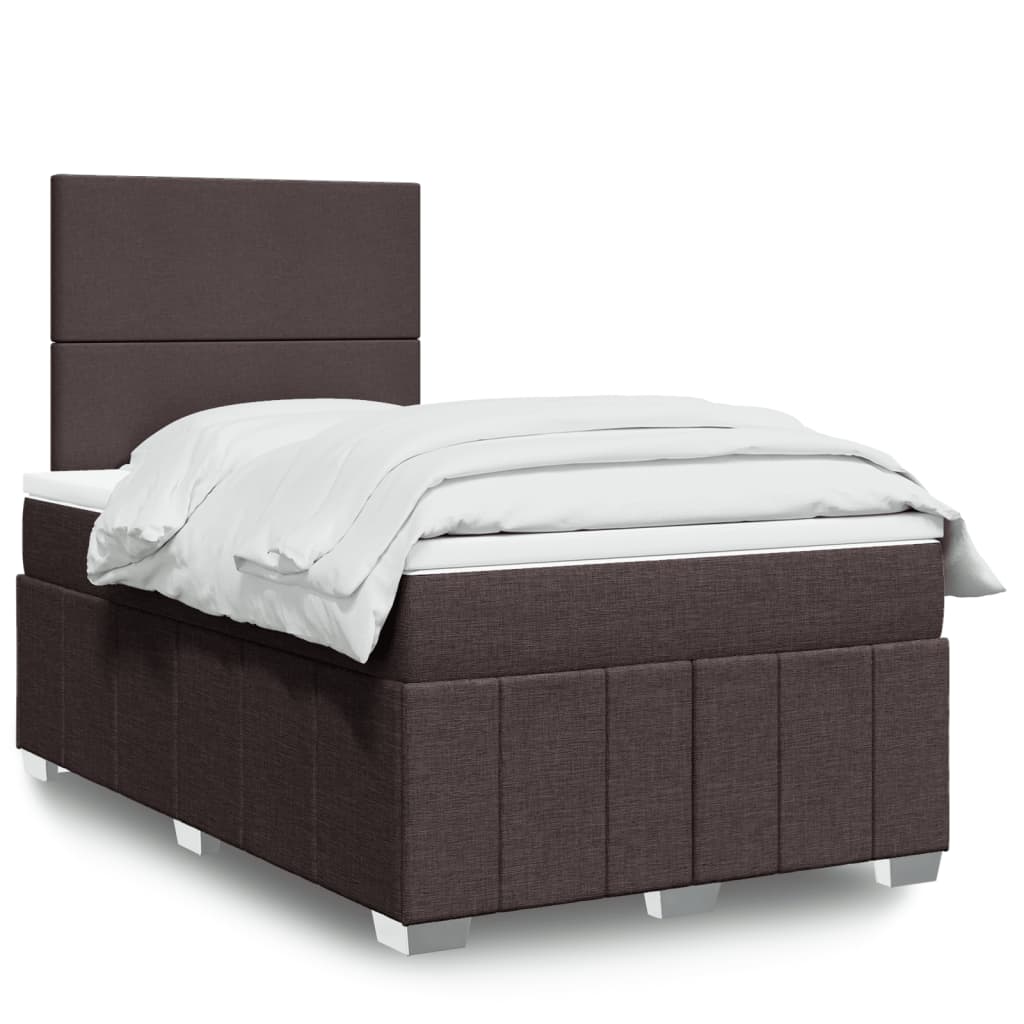 Box Spring Postel S Matrací Tmavě Hnědá 120X190 Cm Textil