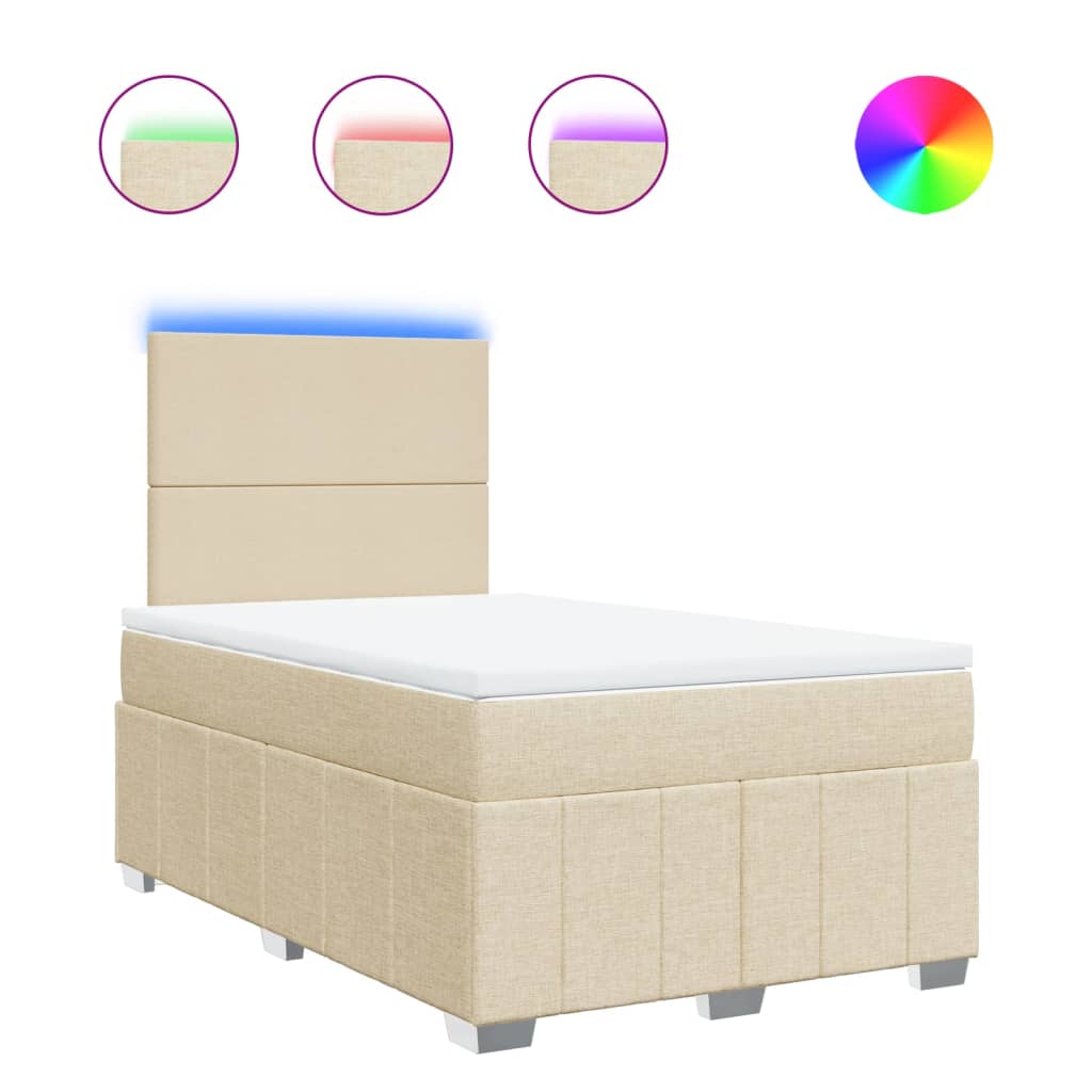 Box Spring Postel S Matrací Krémová 120X190 Cm Textil