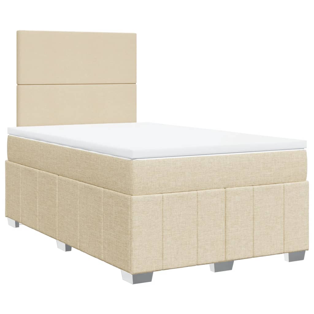 Box Spring Postel S Matrací Krémová 120X190 Cm Textil