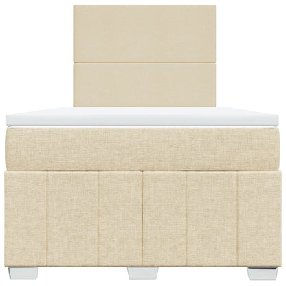 Box Spring Postel S Matrací Krémová 120X190 Cm Textil