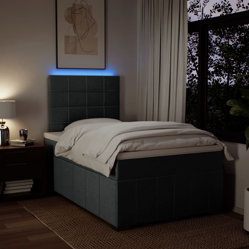 Box Spring Postel S Matrací Tmavě Šedá 120X190 Cm Textil