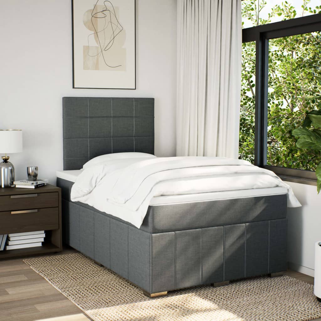 Box Spring Postel S Matrací Tmavě Šedá 120X190 Cm Textil