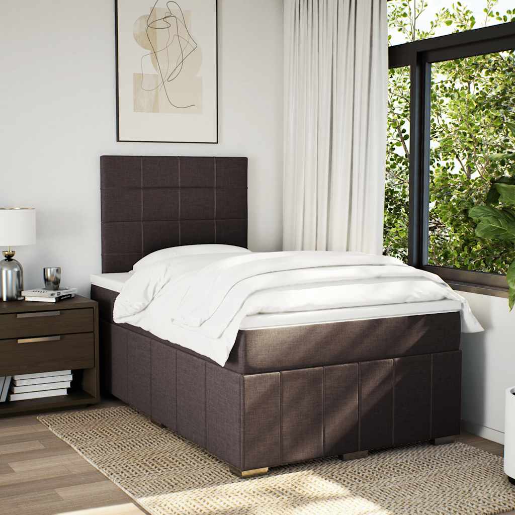 Box Spring Postel S Matrací Tmavě Hnědá 120X190 Cm Textil