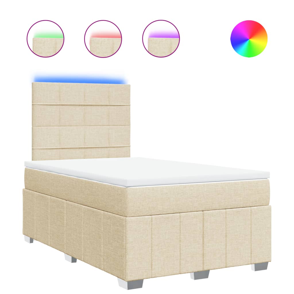 Box Spring Postel S Matrací Krémová 120X190 Cm Textil