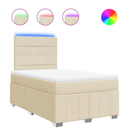 Box Spring Postel S Matrací Krémová 120X190 Cm Textil