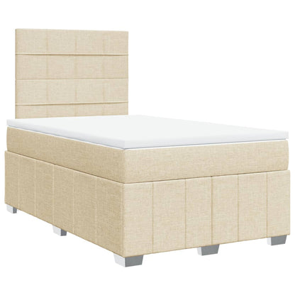 Box Spring Postel S Matrací Krémová 120X190 Cm Textil