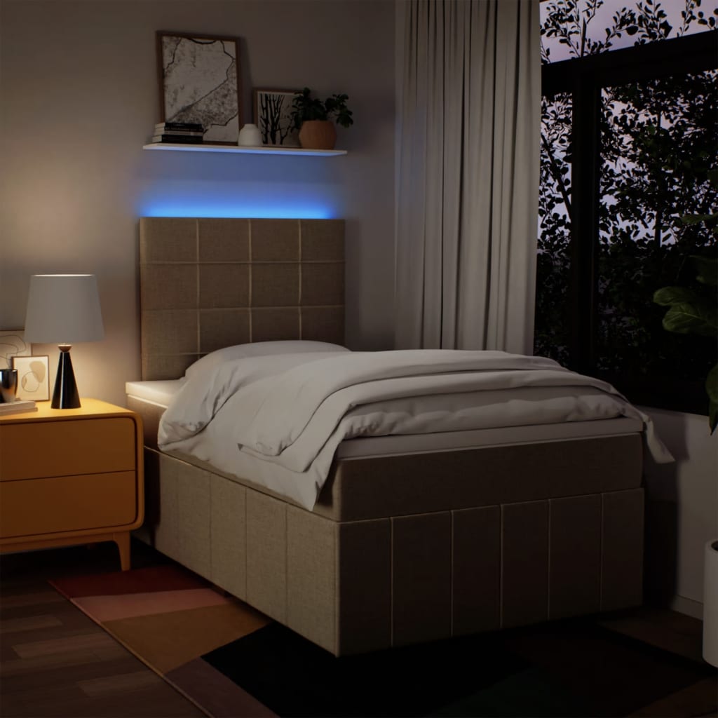 Box Spring Postel S Matrací Krémová 120X190 Cm Textil