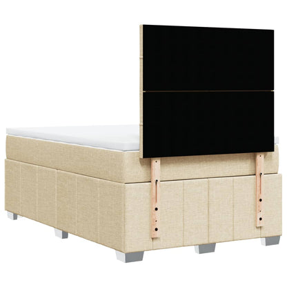 Box Spring Postel S Matrací Krémová 120X190 Cm Textil