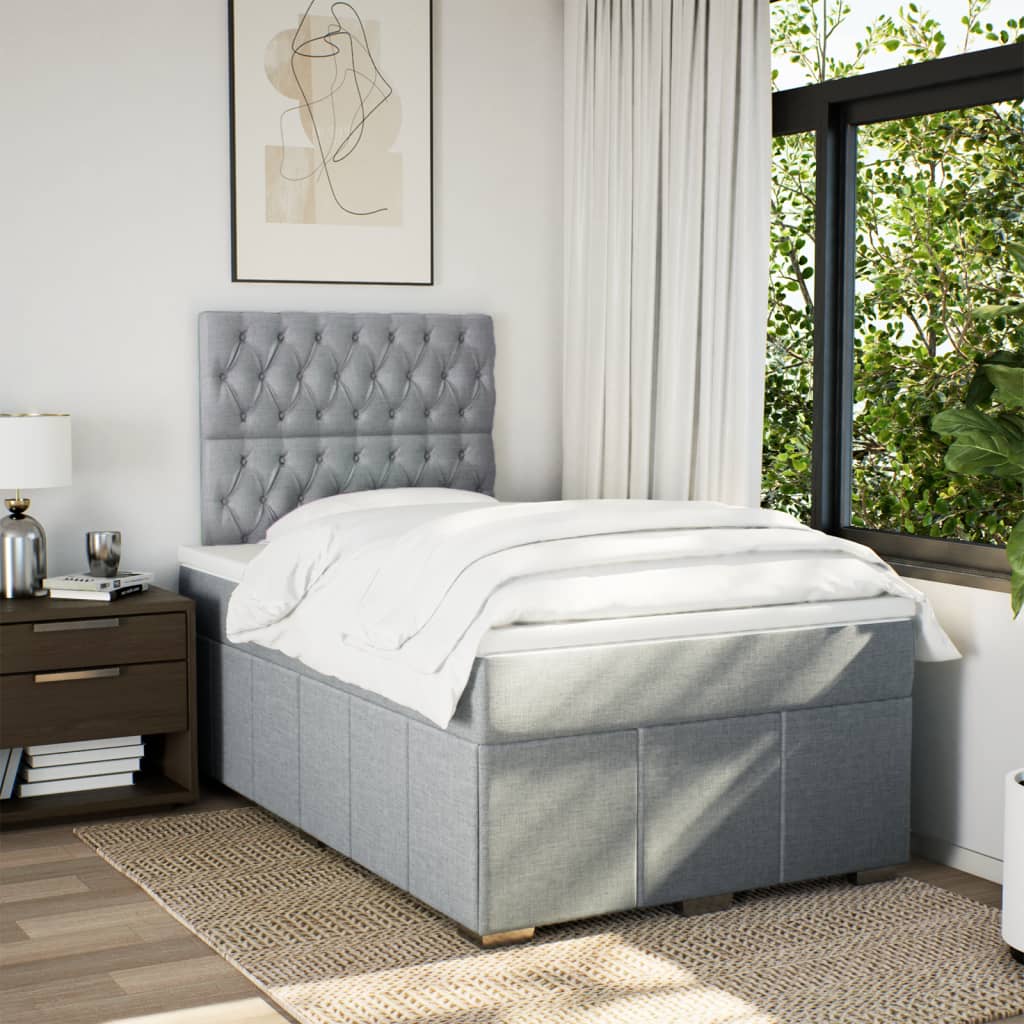 Box Spring Postel S Matrací Světle Šedá 120X190 Cm Textil