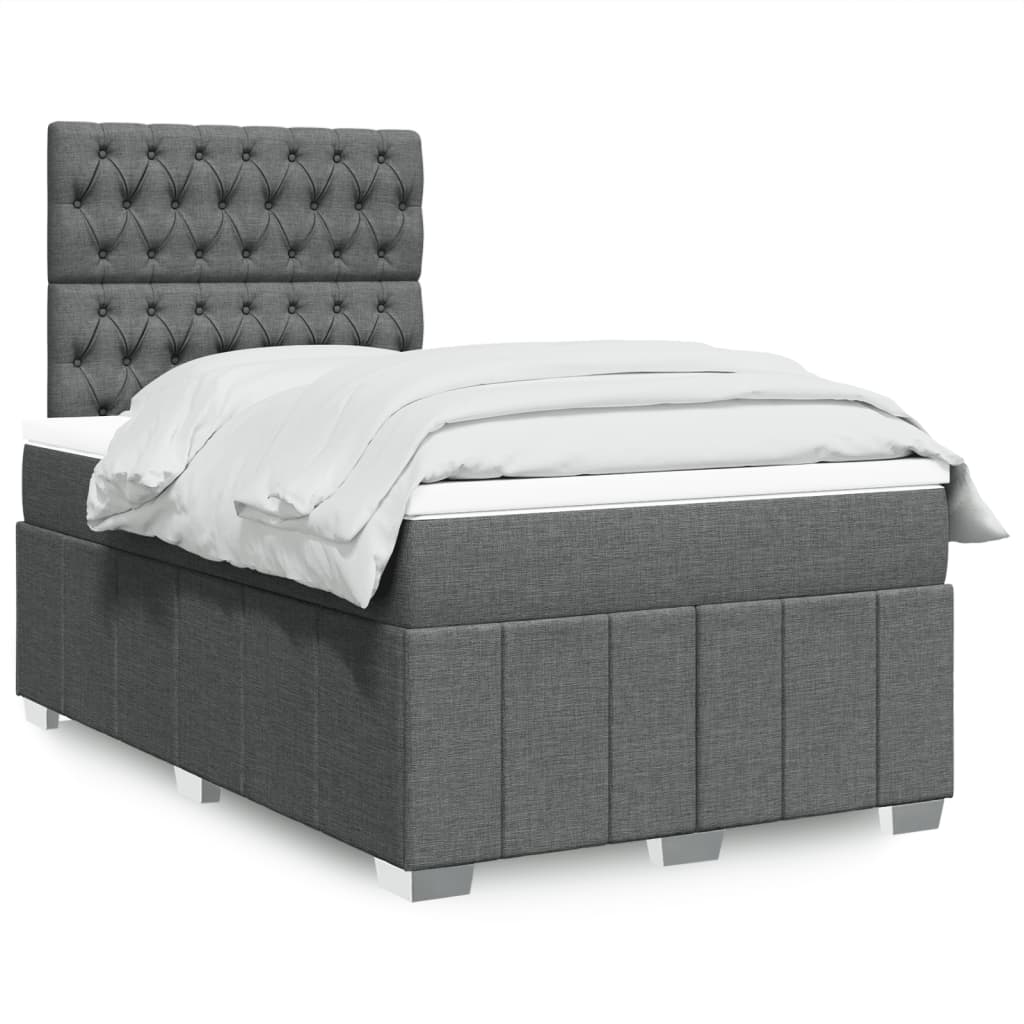 Box Spring Postel S Matrací Tmavě Šedá 120X190 Cm Textil
