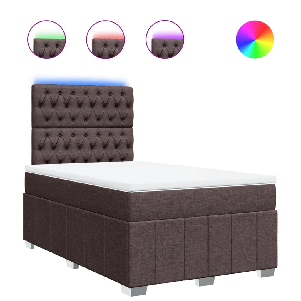 Box Spring Postel S Matrací Tmavě Hnědá 120X190 Cm Textil