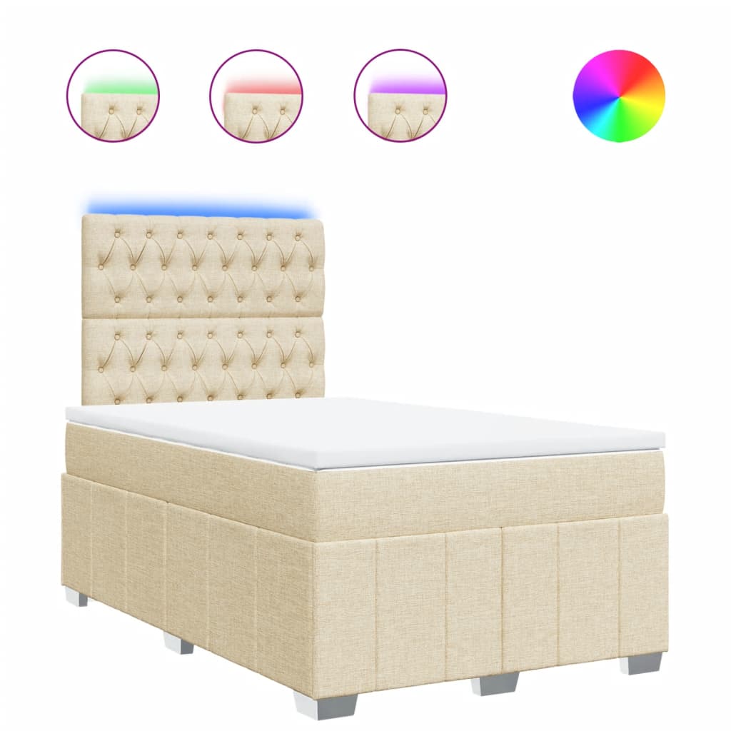 Box Spring Postel S Matrací Krémová 120X190 Cm Textil