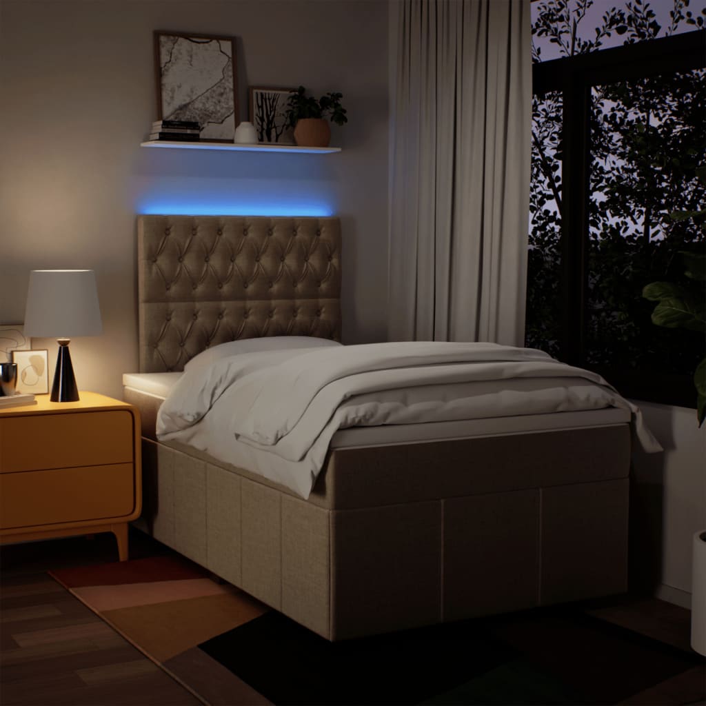 Box Spring Postel S Matrací Krémová 120X190 Cm Textil