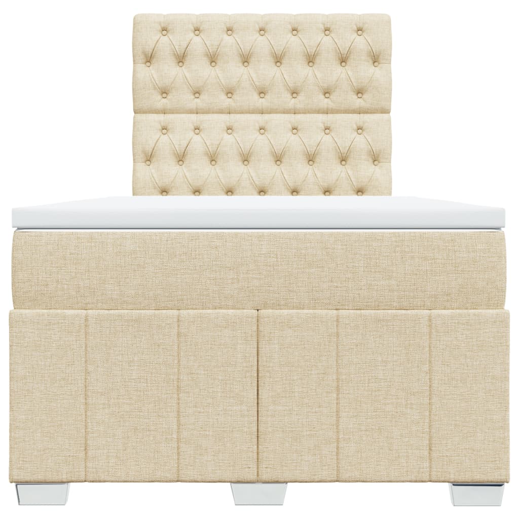 Box Spring Postel S Matrací Krémová 120X190 Cm Textil