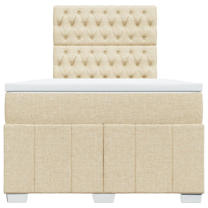 Box Spring Postel S Matrací Krémová 120X190 Cm Textil