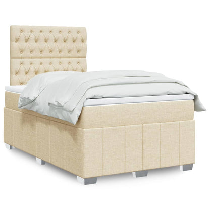 Box Spring Postel S Matrací Krémová 120X190 Cm Textil