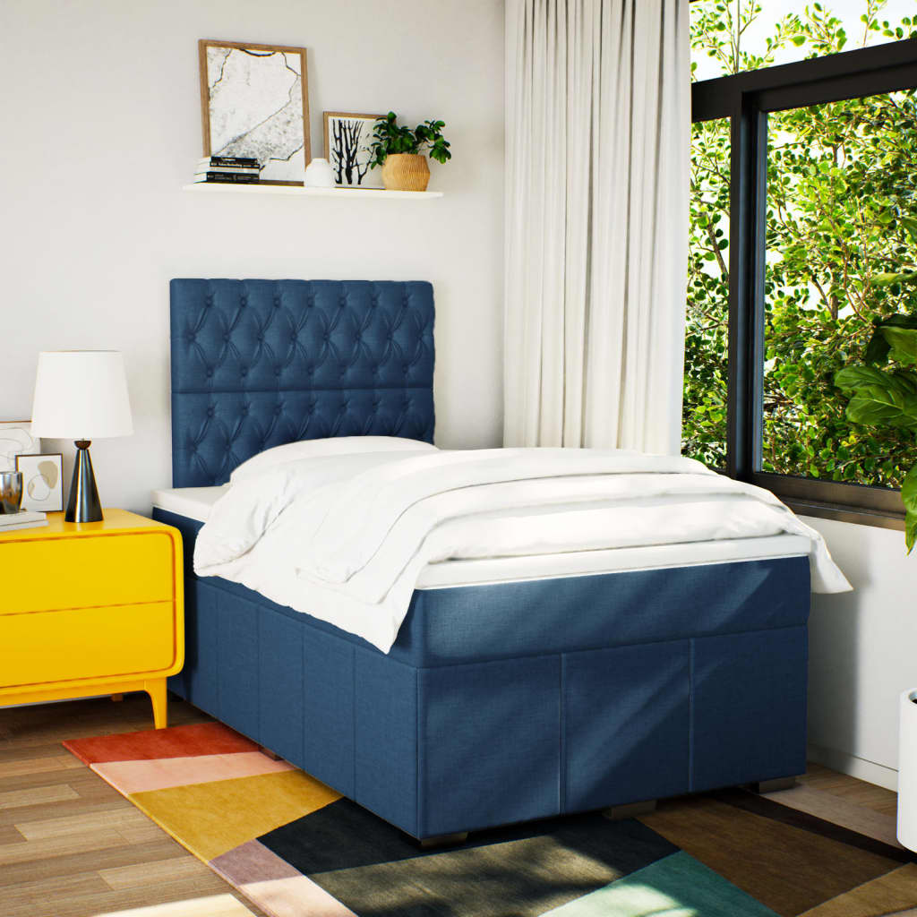 Box Spring Postel S Matrací Černá 120X190 Cm Textil