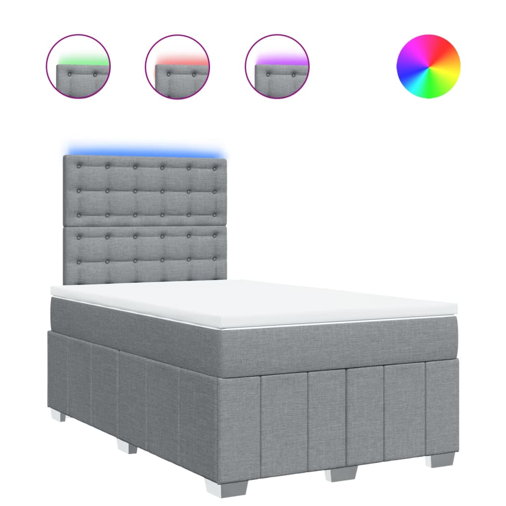 Box Spring Postel S Matrací Světle Šedá 120X190 Cm Textil