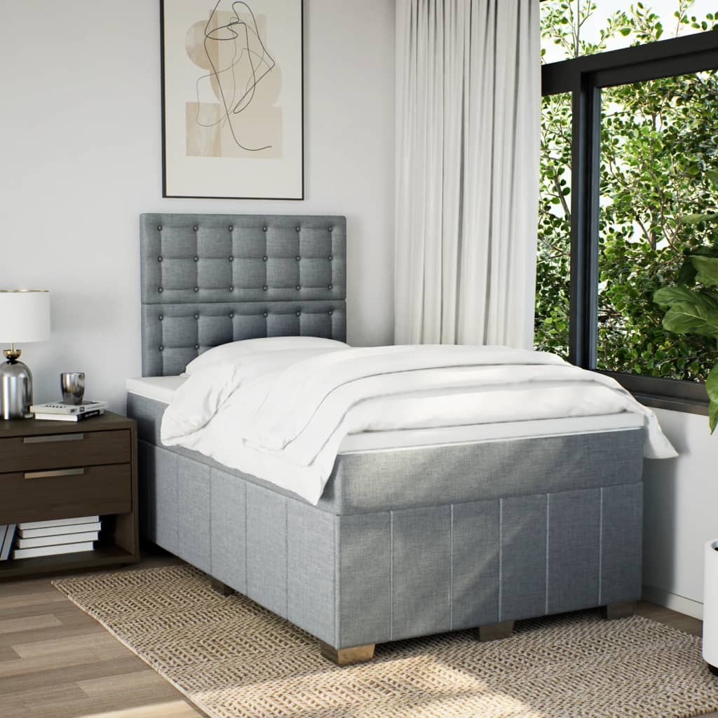 Box Spring Postel S Matrací Světle Šedá 120X190 Cm Textil