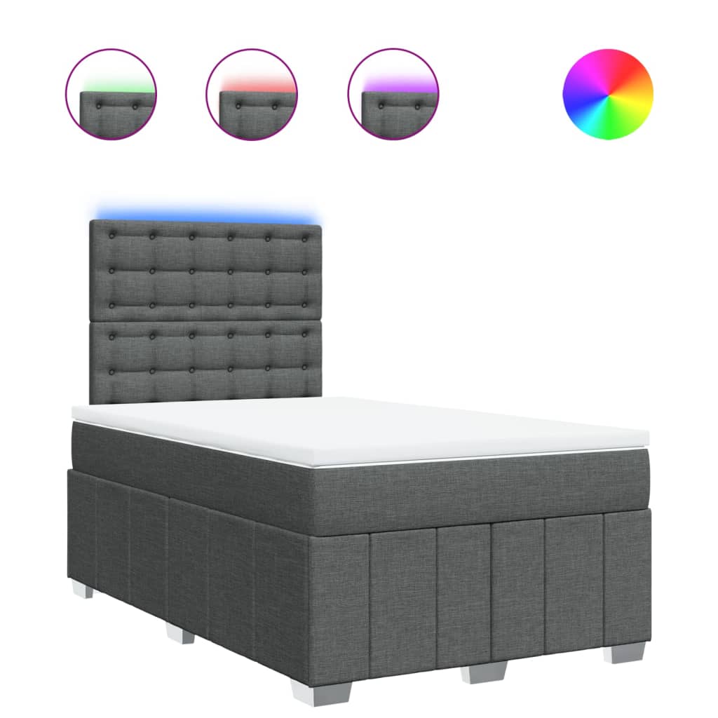 Box Spring Postel S Matrací Tmavě Šedá 120X190 Cm Textil