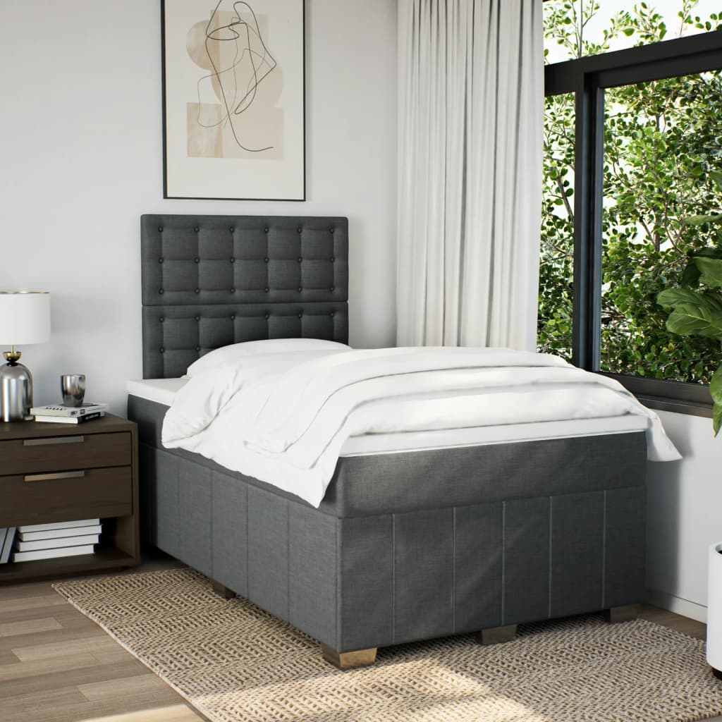Box Spring Postel S Matrací Tmavě Šedá 120X190 Cm Textil