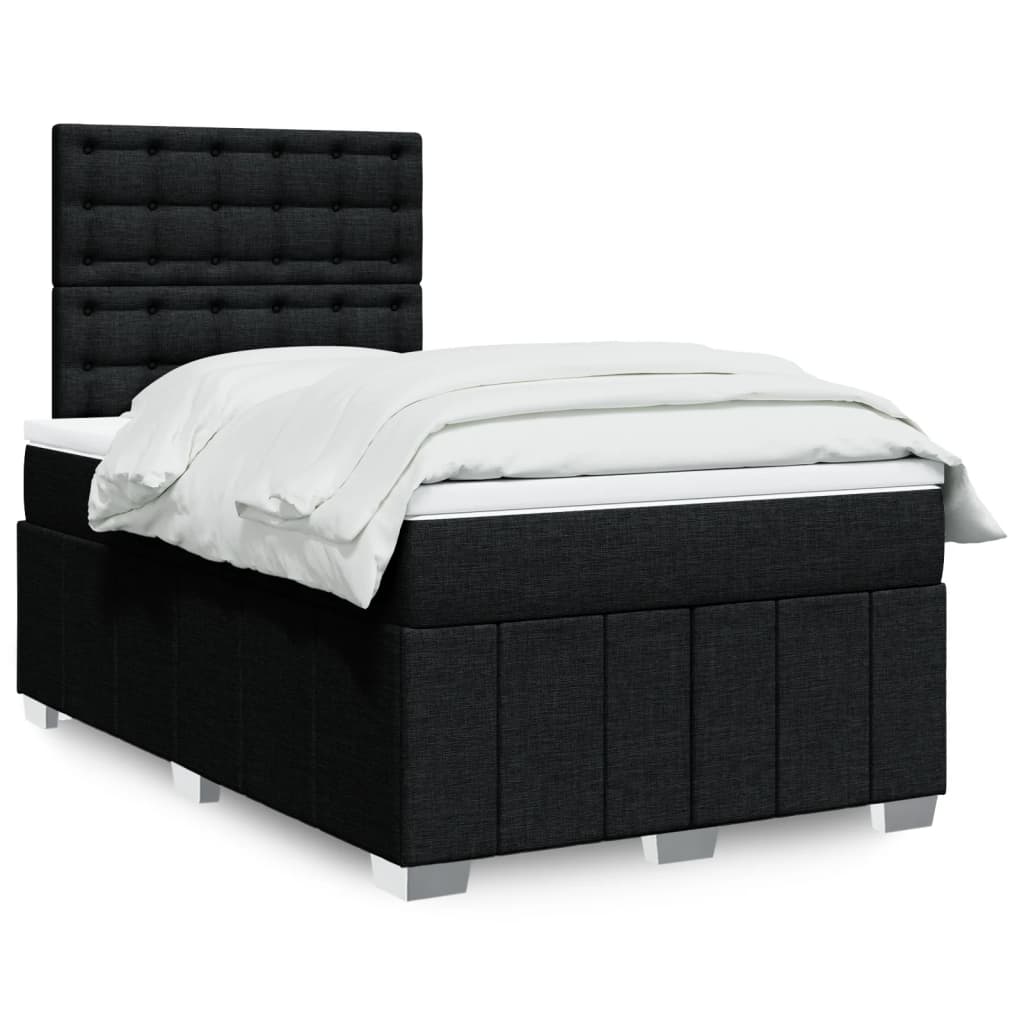Box Spring Postel S Matrací Černá Textil Černá