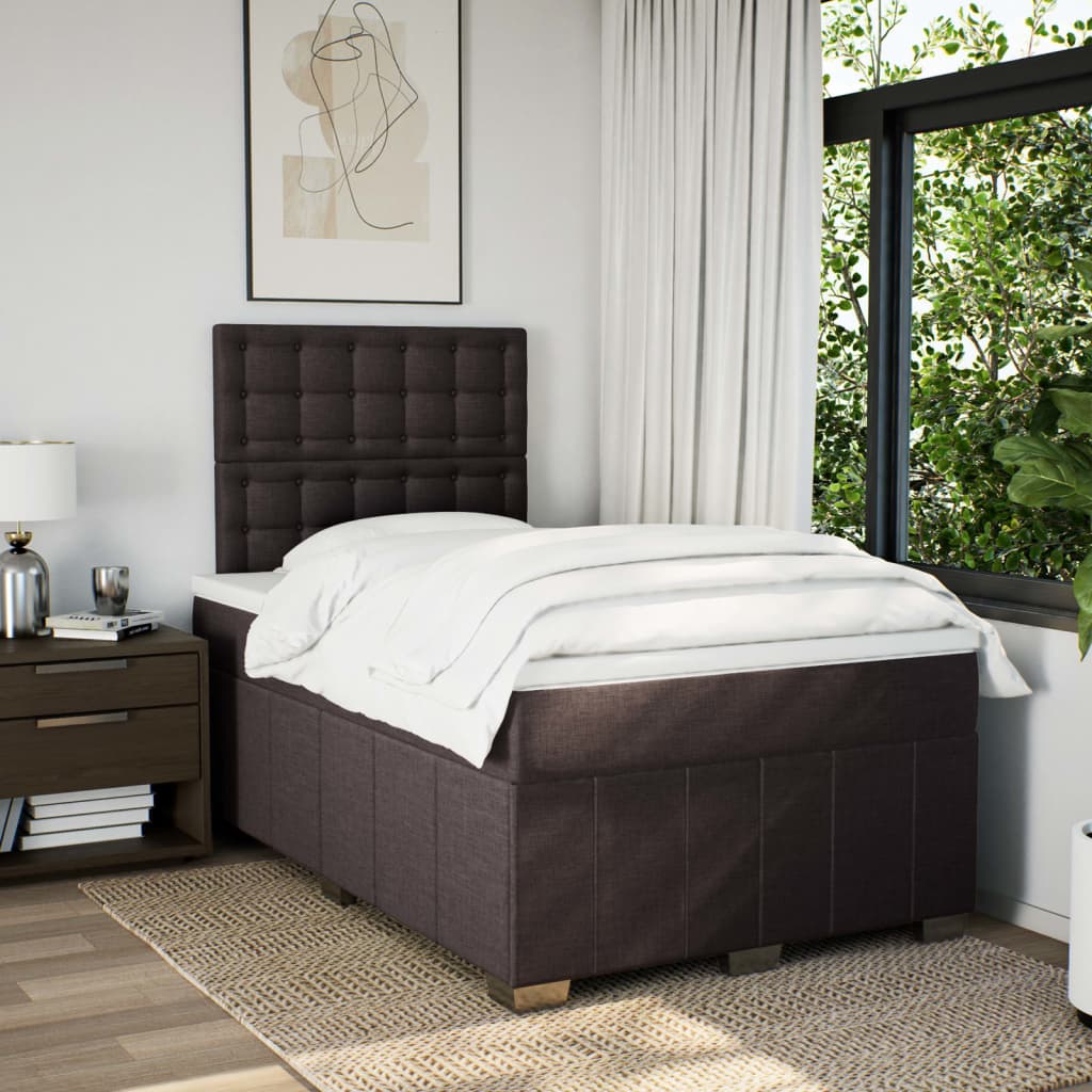 Box Spring Postel S Matrací Tmavě Hnědá 120X190 Cm Textil