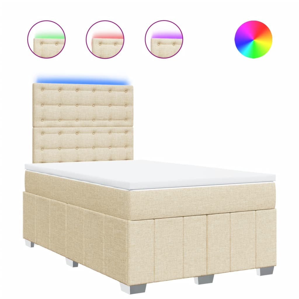 Box Spring Postel S Matrací Krémová 120X190 Cm Textil