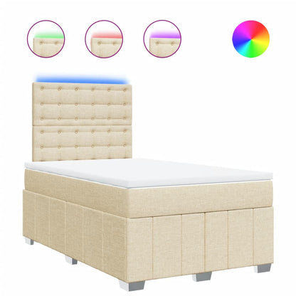 Box Spring Postel S Matrací Krémová 120X190 Cm Textil