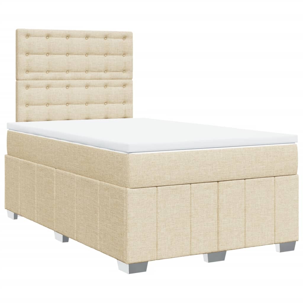Box Spring Postel S Matrací Krémová 120X190 Cm Textil