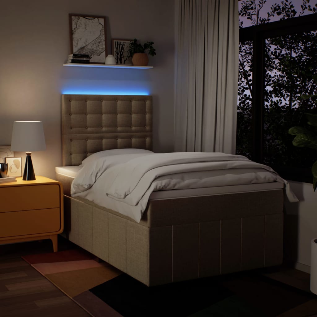 Box Spring Postel S Matrací Krémová 120X190 Cm Textil