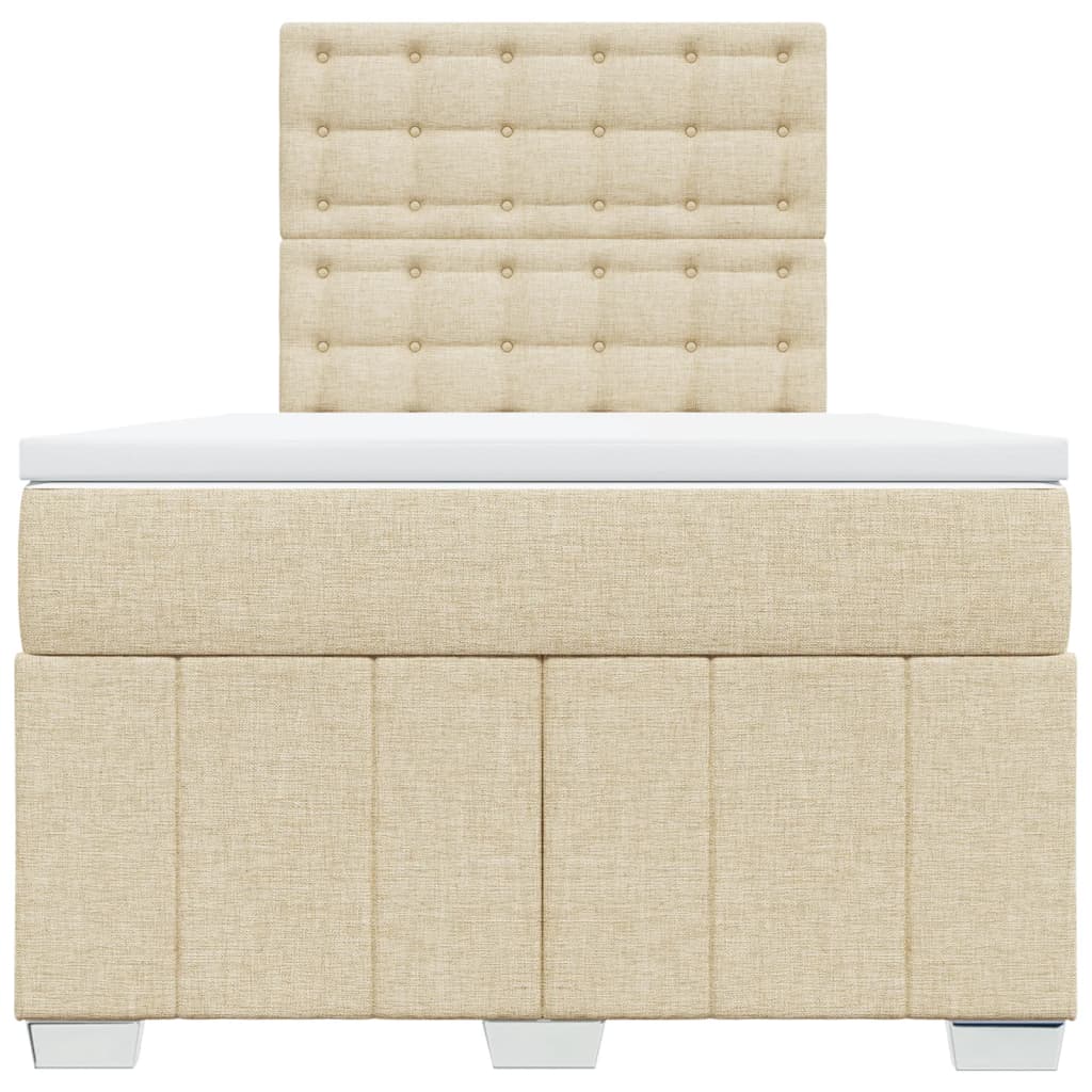 Box Spring Postel S Matrací Krémová 120X190 Cm Textil