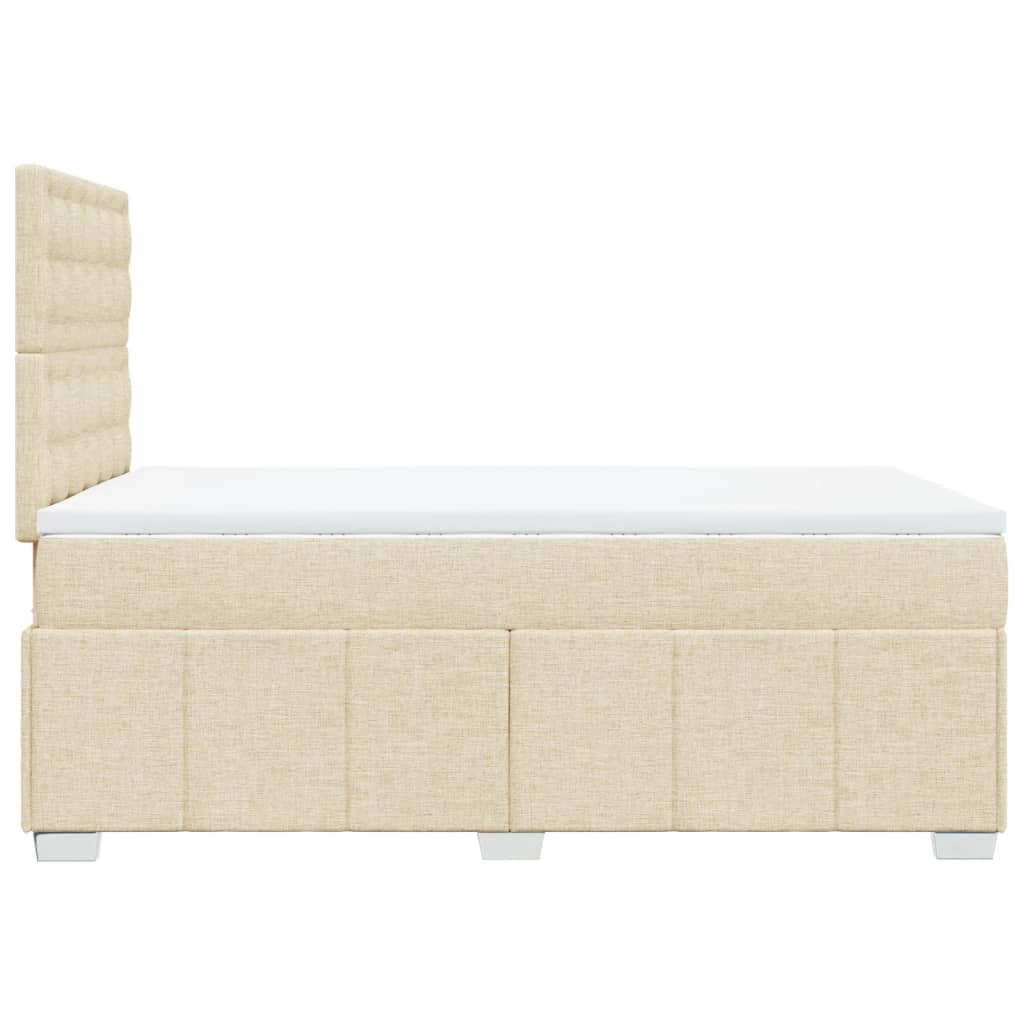 Box Spring Postel S Matrací Krémová 120X190 Cm Textil
