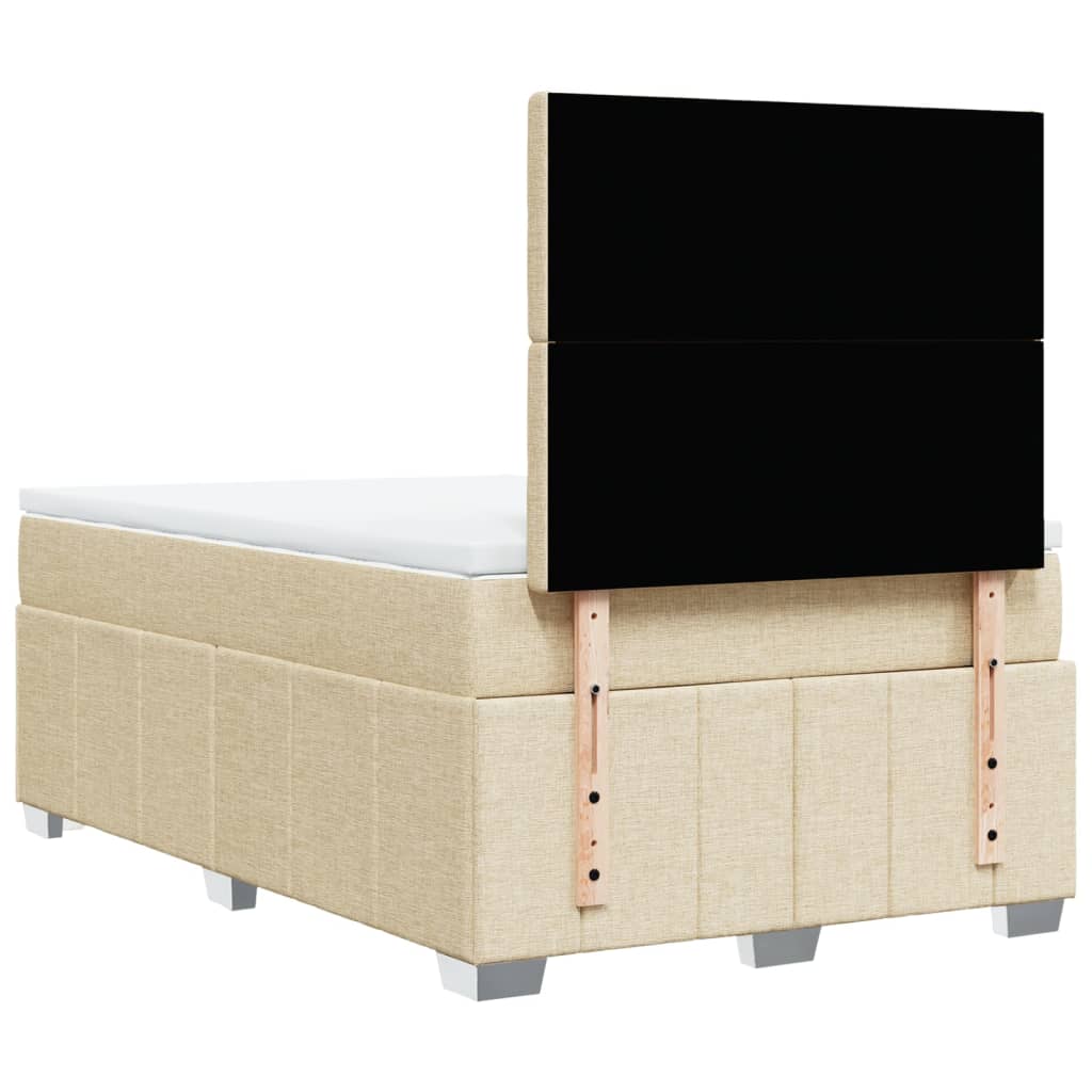 Box Spring Postel S Matrací Krémová 120X190 Cm Textil