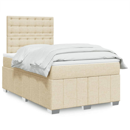 Box Spring Postel S Matrací Krémová 120X190 Cm Textil