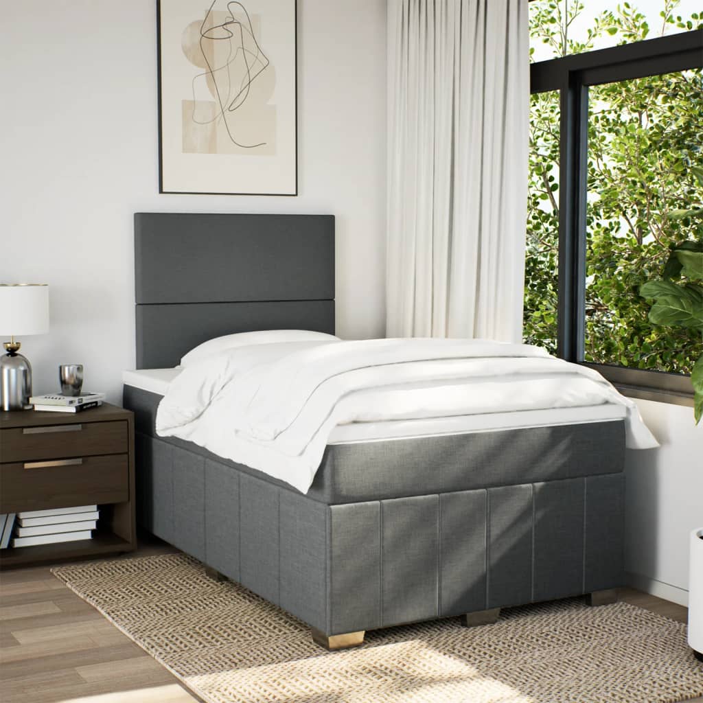 Box Spring Postel S Matrací Tmavě Šedá 120X200 Cm Textil