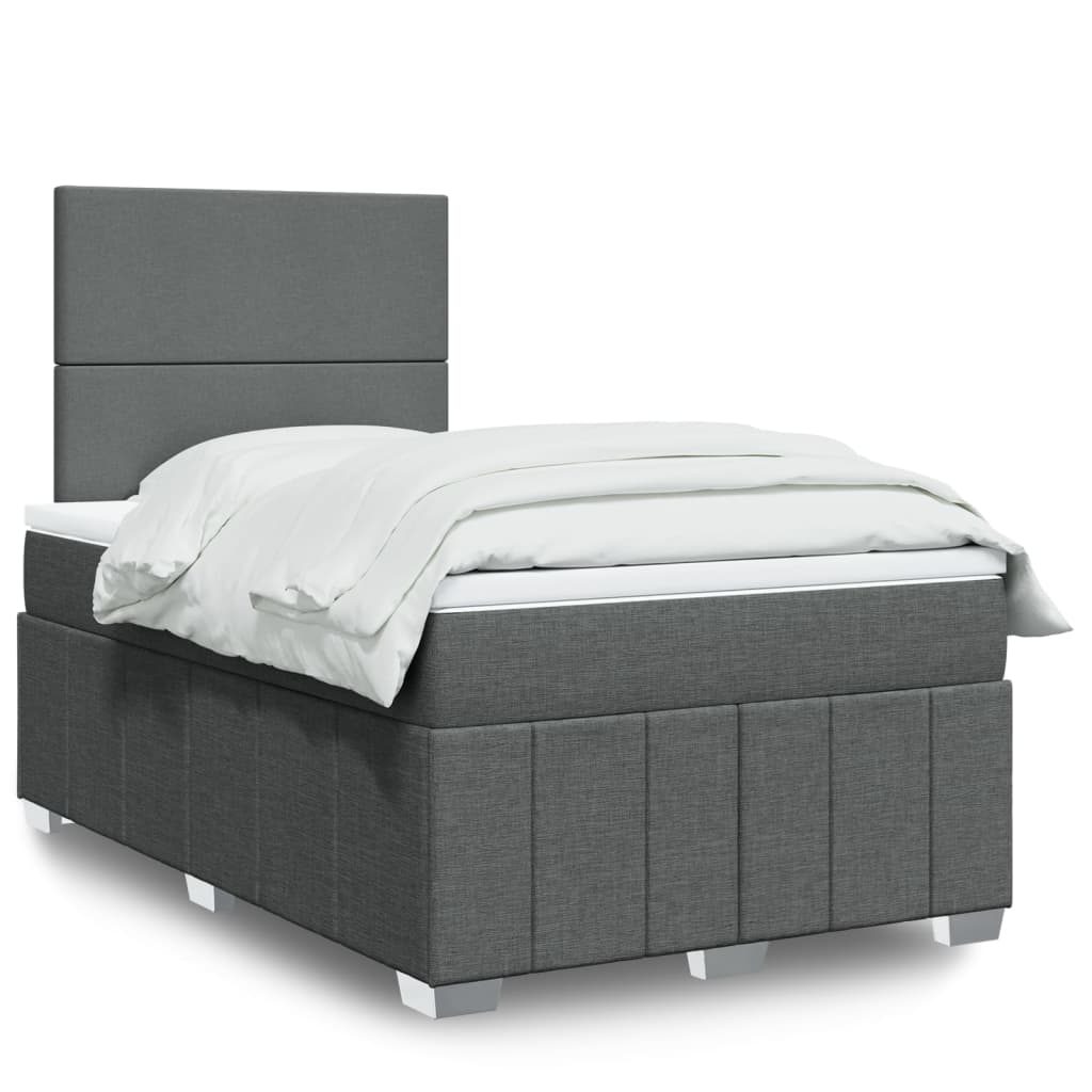 Box Spring Postel S Matrací Tmavě Šedá 120X200 Cm Textil